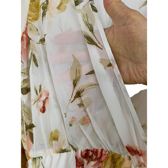 En Focus Studio Floral Chiffon Summer Floral Dress Size 4 Long Sleeve RAA10437 - Picture 7 of 9